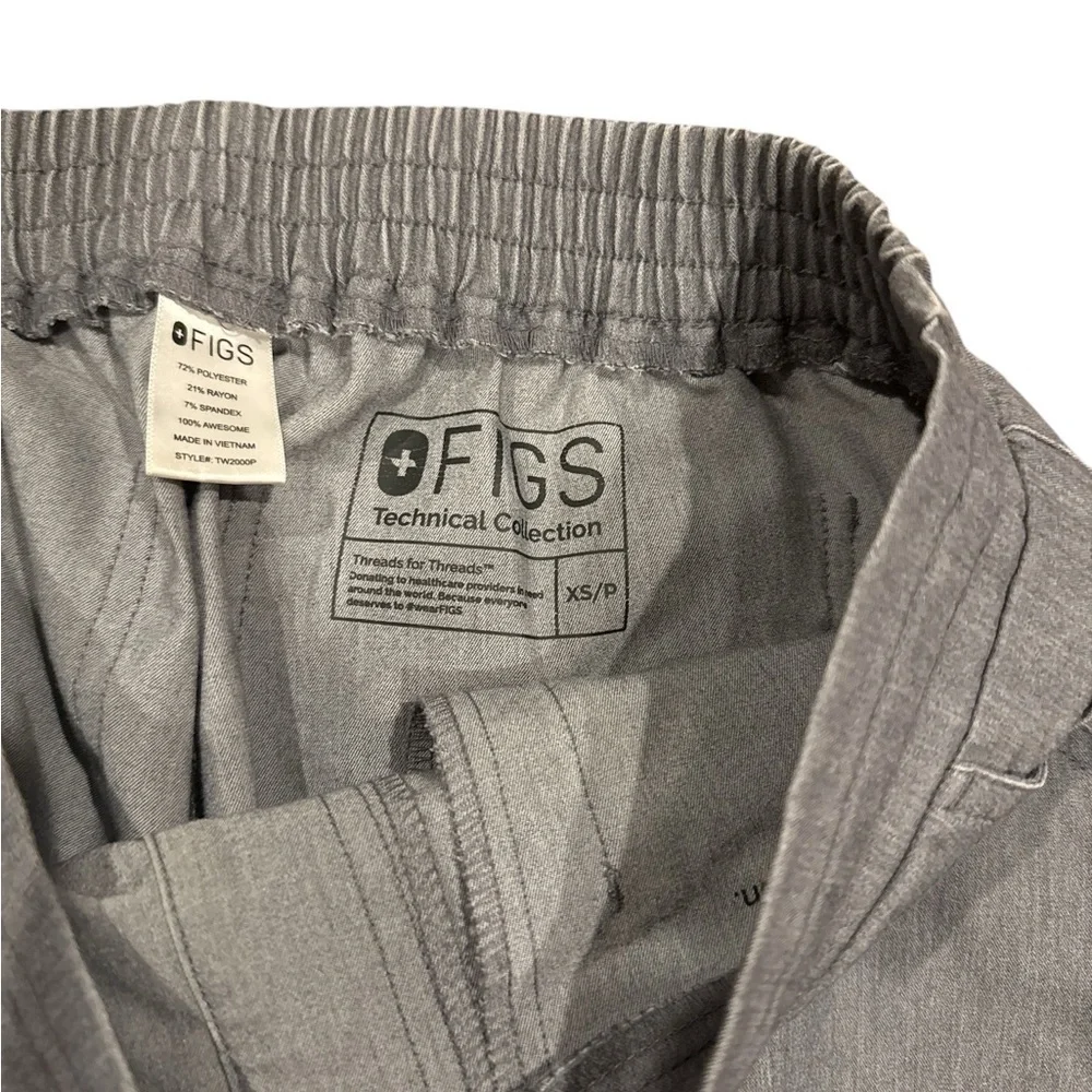 Figs Men's Cargo Pants in Gray with Teal Drawstring